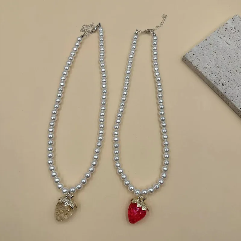 Collar con colgante de corazón y cereza mujer estilo y2k boho_voghion.com
