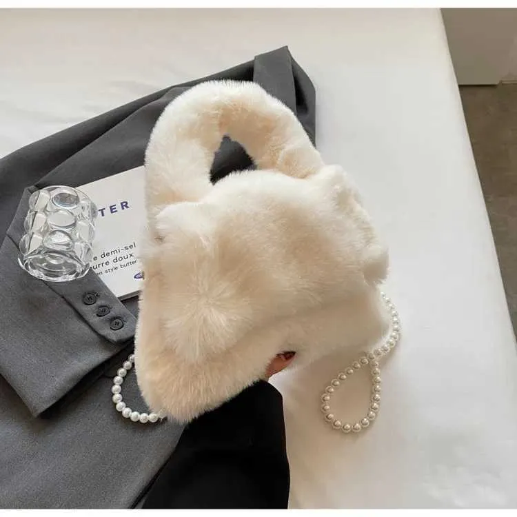 Borsa a mano in peluche donna borsa a tracolla morbida casual_voghion.com