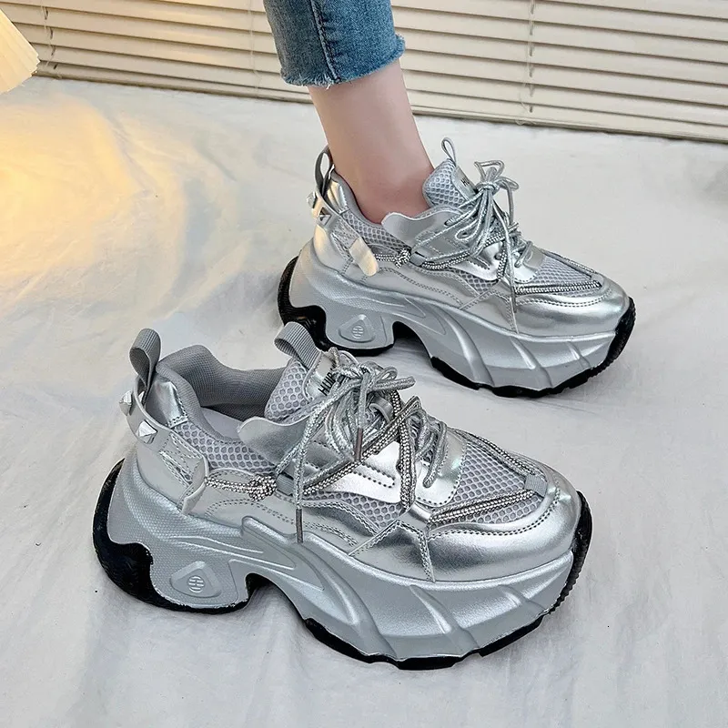 Chunky plattform løpesko til damer rosa vårig uformell stil_voghion.com