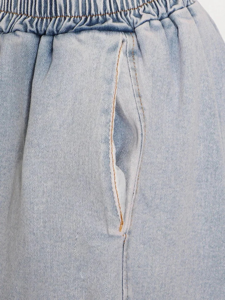Abbigliamento da donna alla moda, senza maniche, casual, elasticizzato, in denim, due pezzi_voghion.com