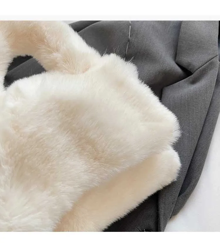 Borsa a mano in peluche donna borsa a tracolla morbida casual_voghion.com