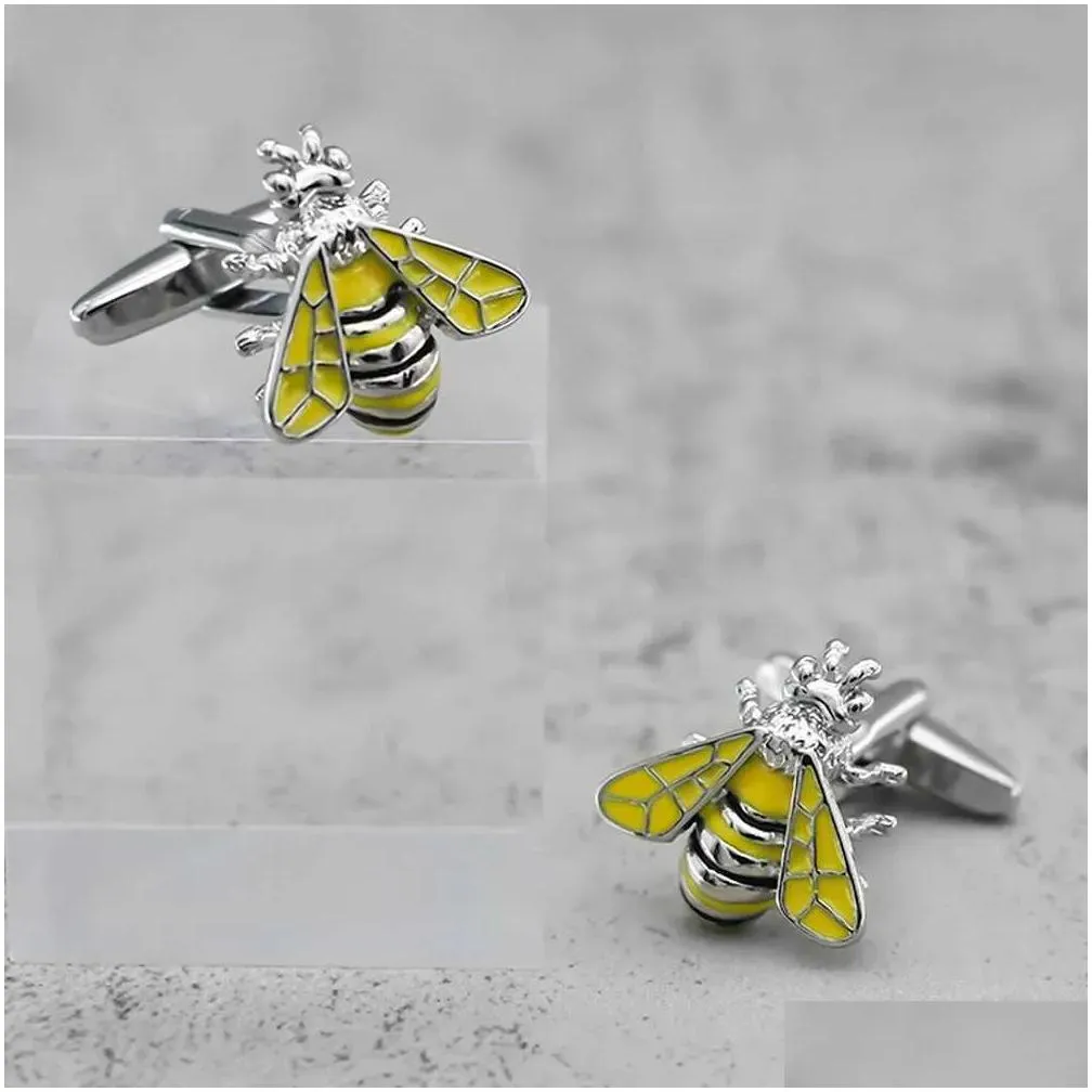Gemelli da polso a forma di ape in metallo per camicia uomo_voghion.com