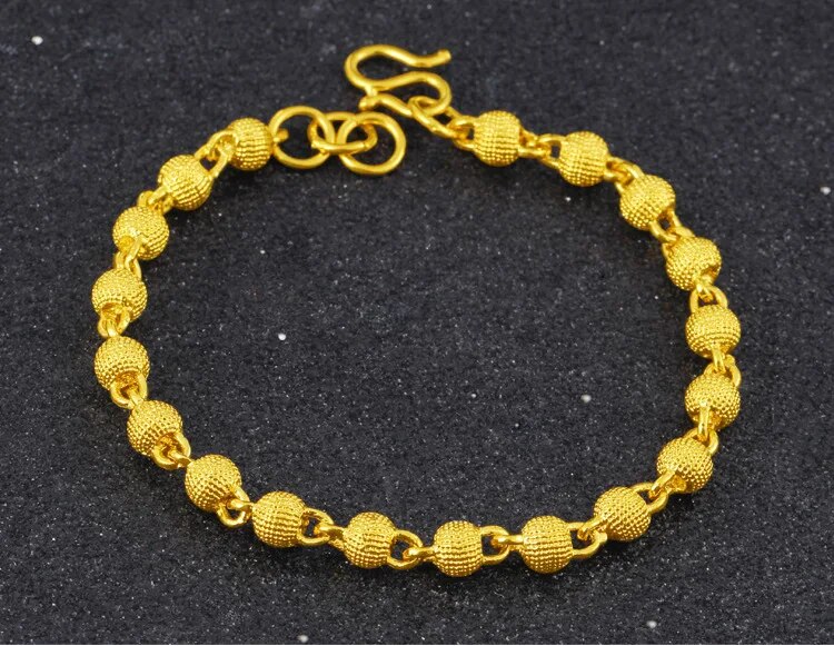 Bracciale placcato oro giallo per donna, catena a mano con perline di transito in oro satinato e sabbia Vieam_voghion.com