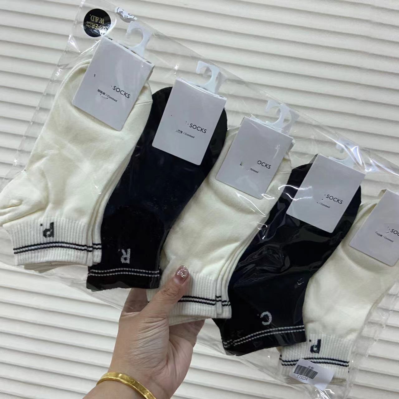 10 paia di calzini bianchi e neri da donna estivi sottili alla moda in stile college all-match semplice amore barca da donna_voghion.com