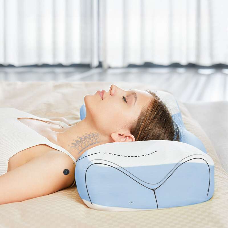 Cuscino cervicale in cotone con nucleo a rimbalzo lento, non collassabile, memory foam, cuscino_voghion.com