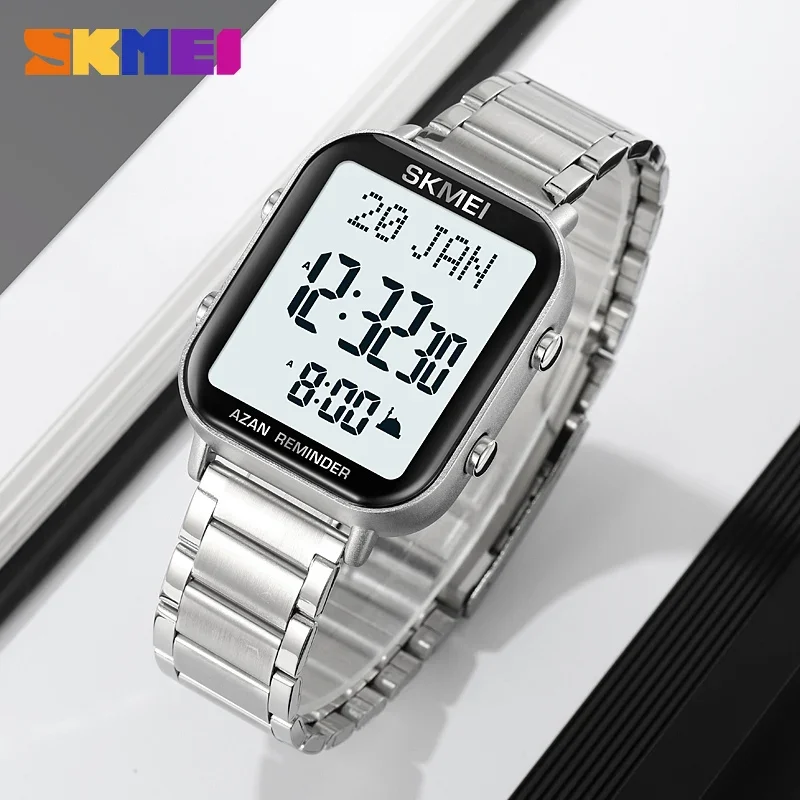Azan Digital Prayer Watch For Men With Qibla Compass And Alarm_voghion.com
