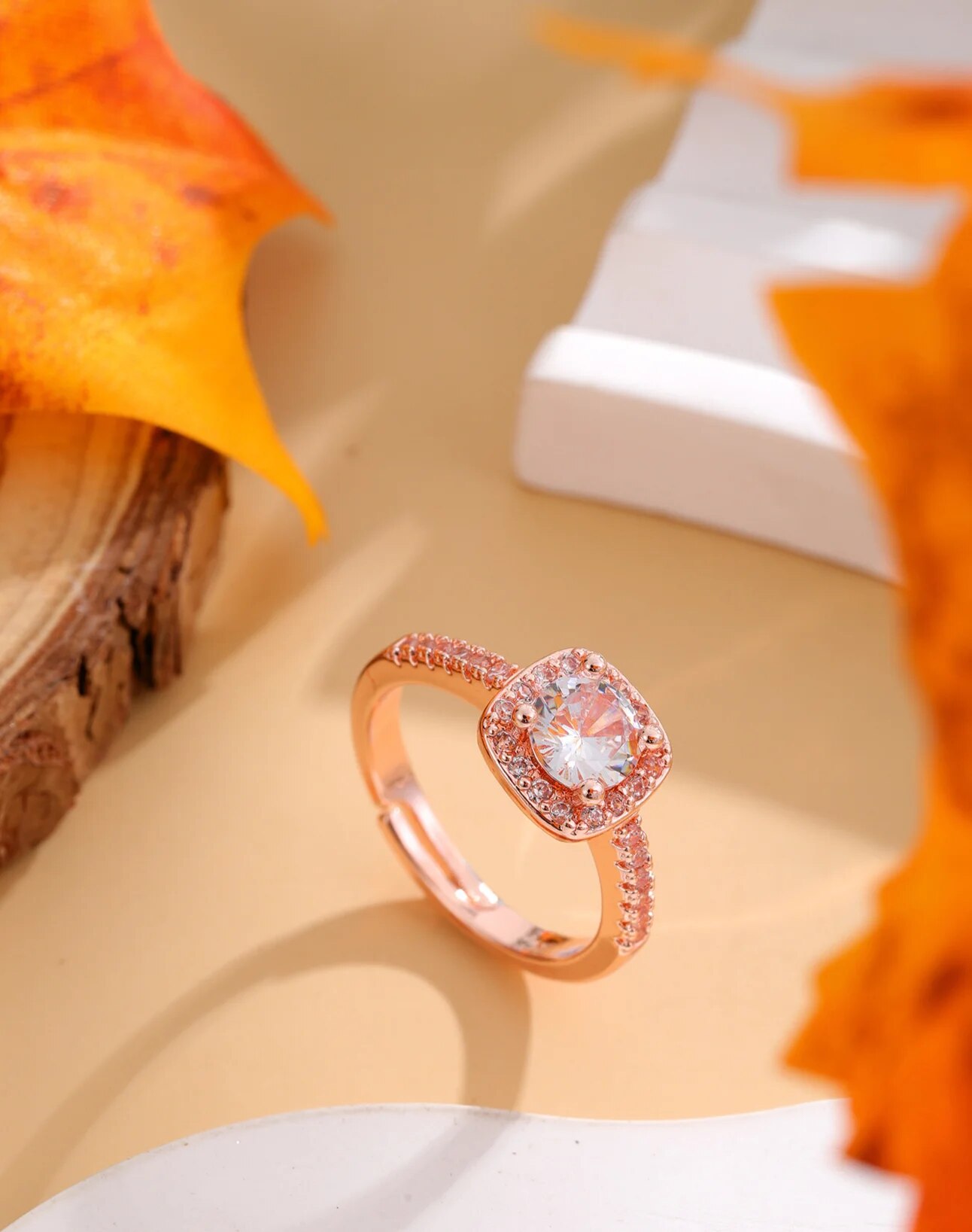 French High end Luxury Sugar Set Diamond Wedding Live Broadcast Adjustable Ring Women's Jewelry_voghion.com
