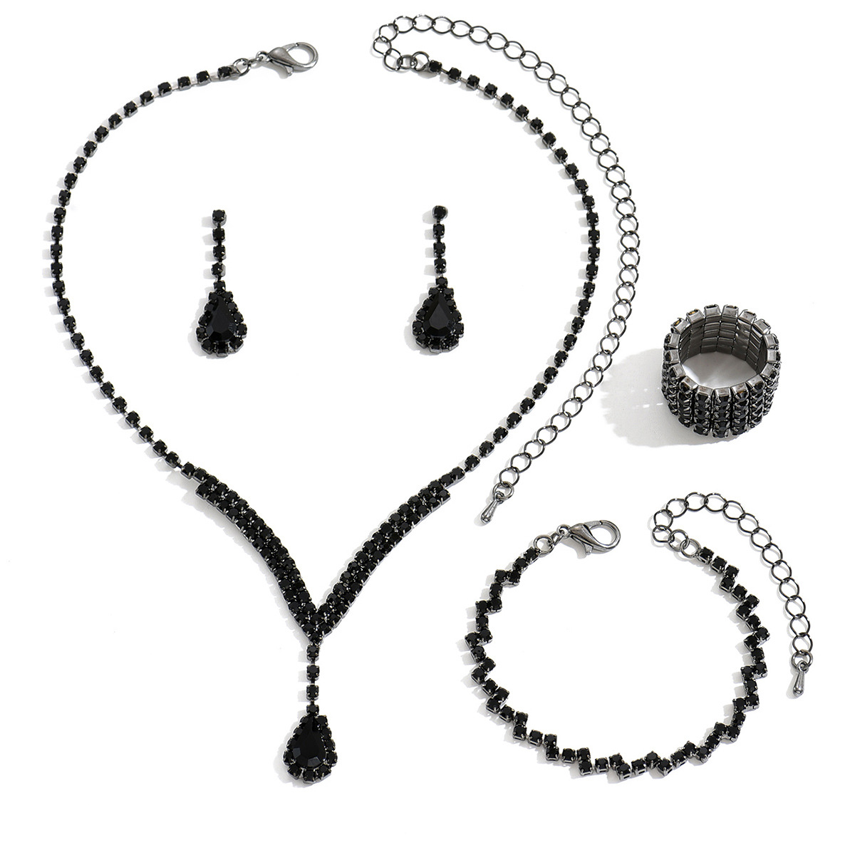 Bride And Girls Jewelry Diamond Necklace Earrings Earrings Wedding Jewelry Set_voghion.com