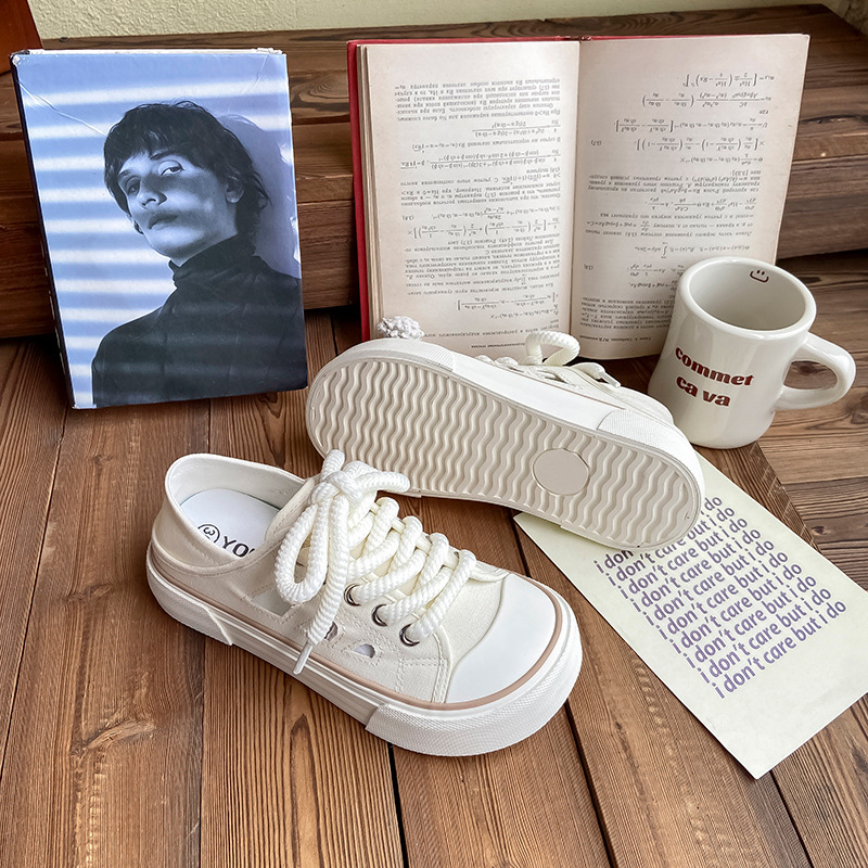 Mango Head Canvas Sandals for Women in Summer 2024, Half Slippery One Step, Chic, White Shoes with High Height, Small_voghion.com