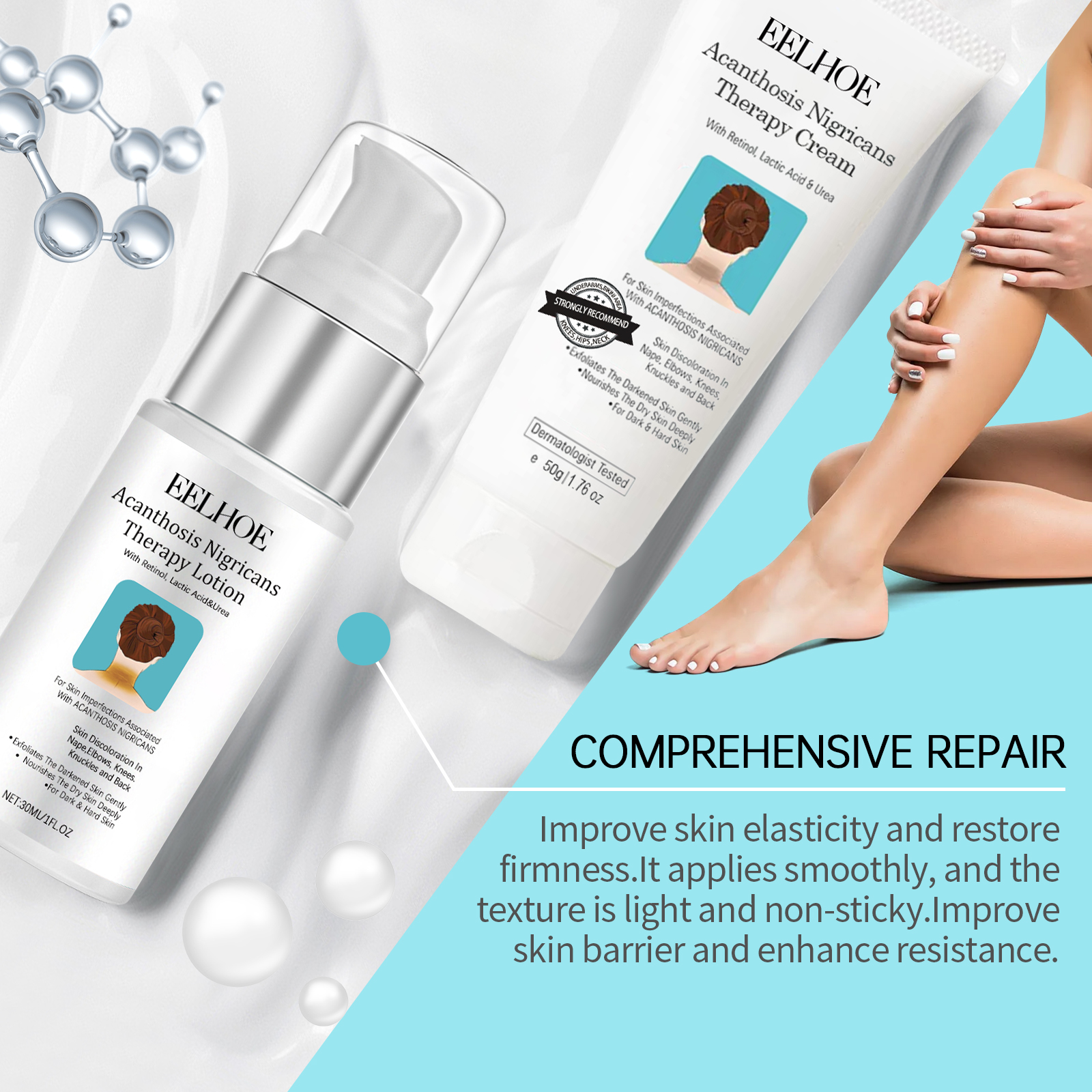 EELHOE Black Acanthosis Skin Repair Set For Repairing Blackened Armpits, Arms, Knees And Joints, Moisturizing And Whitening Body Care Cream_voghion.com