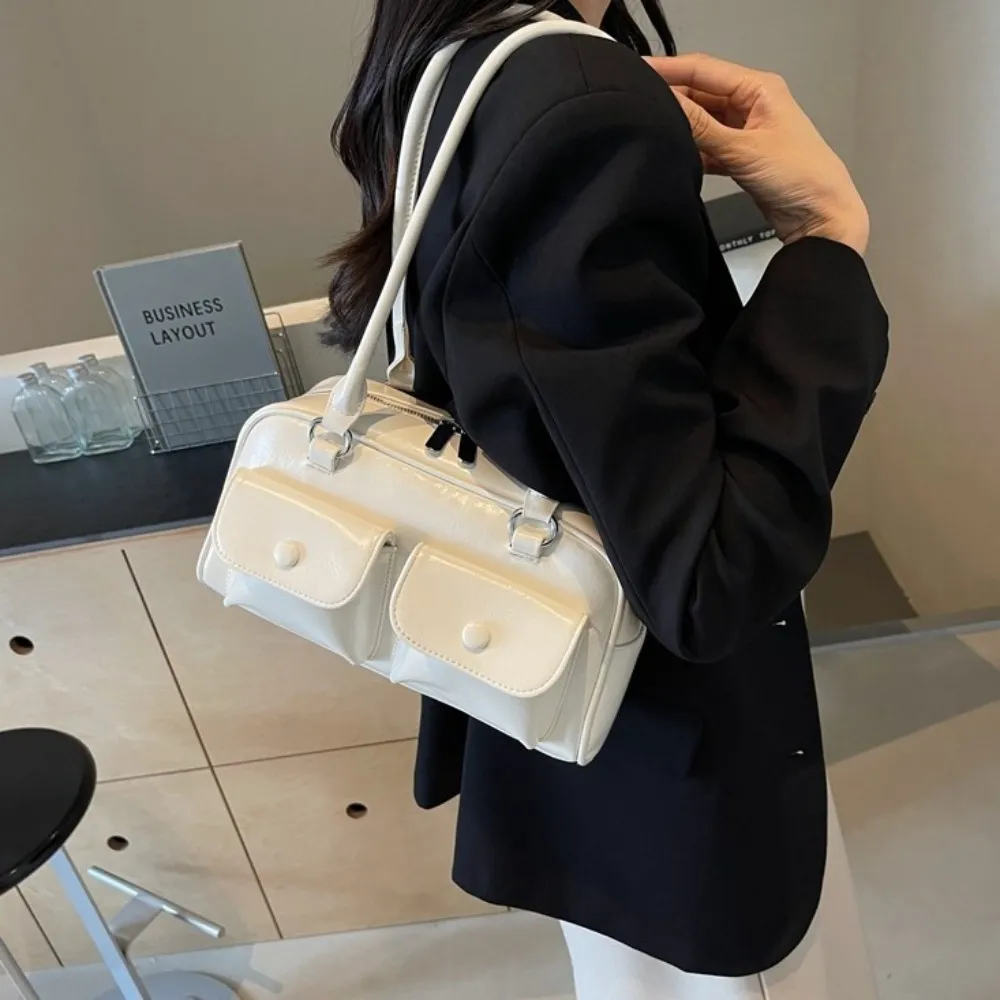 Borsa a tracolla in stile coreano, grande capacità, retrò, da ascella, casual, alla moda, in pelle, con doppia tasca, da viaggio_voghion.com
