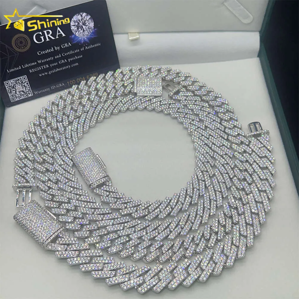 Mossanite 8mm 10mm 12mm dropshipping placcato oro argento hip hop ghiacciato moissanite catena a maglie cubane gioielli DMQG_voghion.com