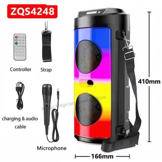 Multi-function Wireless Outdoor Subwoofer Party Performance Bluetooth Speaker Mobile KTV Colorful Lighting Effect U Disk_voghion.com