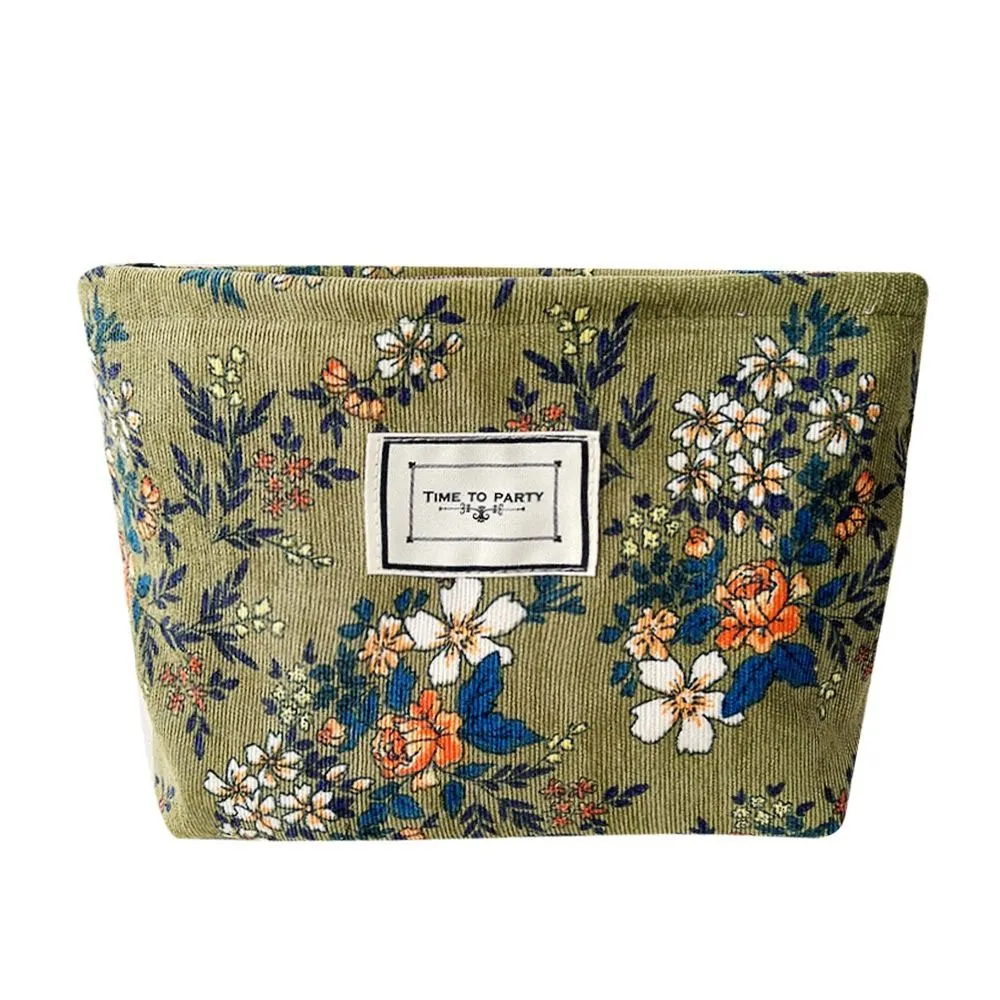 Trousse de toilette en jacquard floral, simple et tendance, grande capacité, idéale pour les voyages, les soins de la peau, les produits de toilette et le maquillage_voghion.com