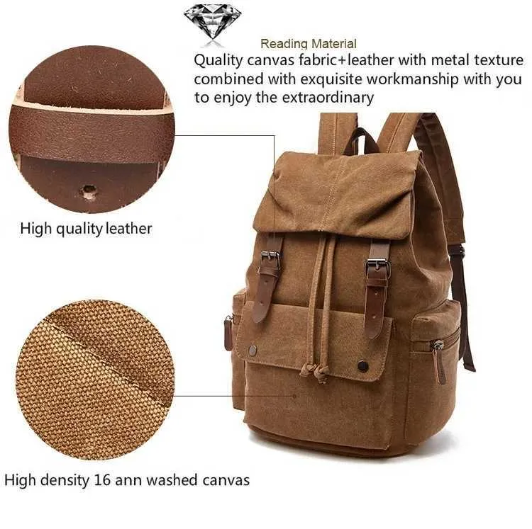 Sac à dos vintage en toile pour ordinateur portable pour hommes Mochila Feminina Mode Anti-vol Femmes Sacs à dos de voyage Sac à dos d'école C241031_voghion.com