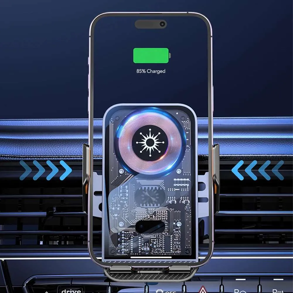 Supporto per caricabatterie wireless per auto da 15 W, a infrarossi, con morsetto automatico, per ricarica rapida, supporto per bocchetta dell'aria, supporto per telefono_voghion.com