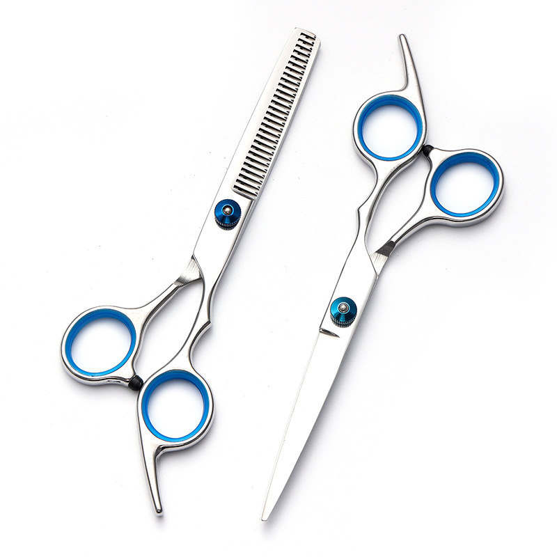 Ciseaux à effiler à dents plates pour coupe de cheveux, ensemble de ciseaux de coupe de cheveux professionnels à domicile