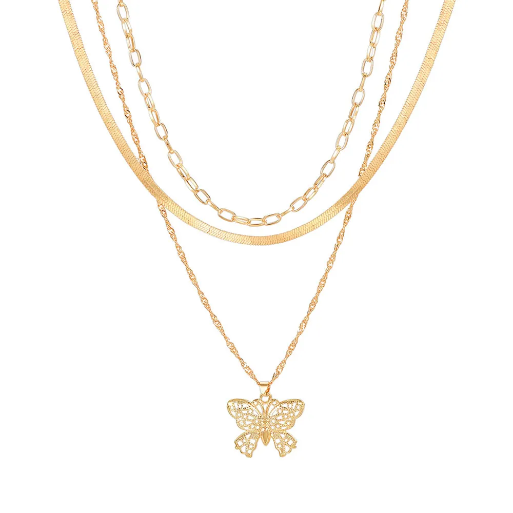 Ketid Rangluukett Liblikad Kaelakeed Mitmekihiline Sulam Rangluu Ripats Tüdrukute Peokaelakeed Choker-kaelus_voghion.com