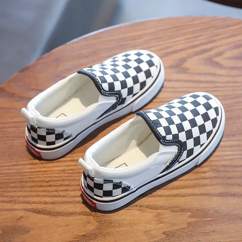 Kid Canvas Checkered Casual Sneakers For Boys And Girls_voghion.com
