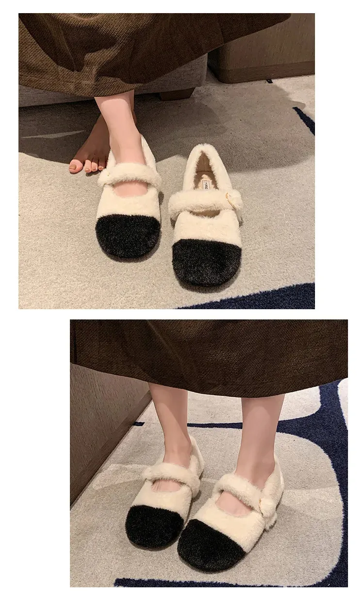 Moda Punta Quadrata Soffice Balletto Appartamento 2025 Inverno Caldo Peluche Cappotto Donna Comodo Pelliccia Mary Jane Scarpa atos 241122_voghion.com