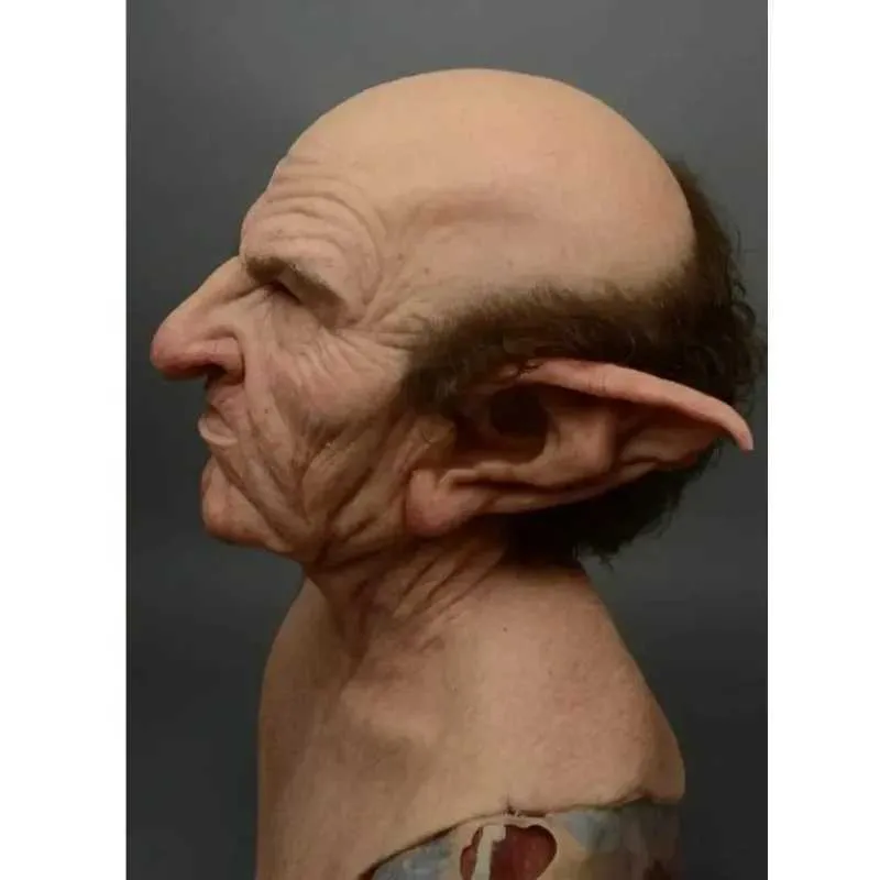 Mască de Halloween cu urechi ascuțite, bunic, bătrân, cap, oferind petrecere, înfricoșătoare, pentru cosplay, TerrorXJ240905_voghion.com