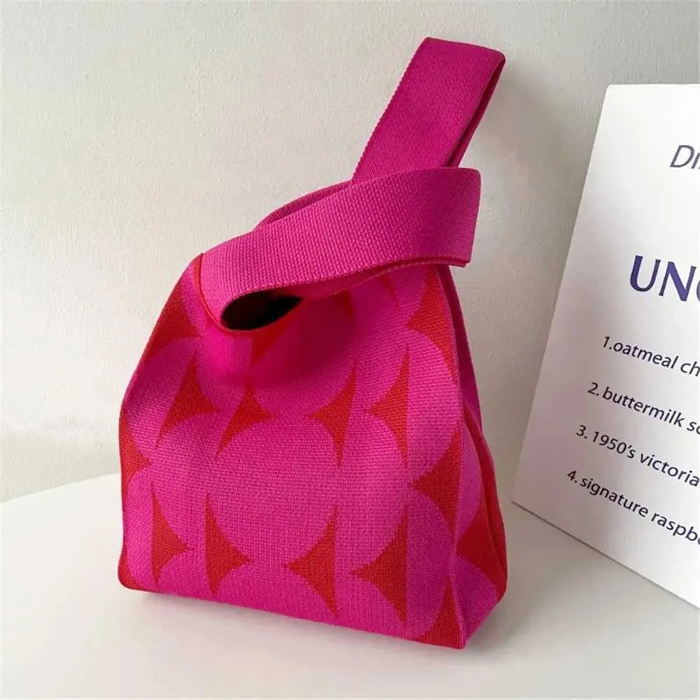 4-color mini suitable for girls reusable handmade knitted handbag shopping bag Y241106_voghion.com