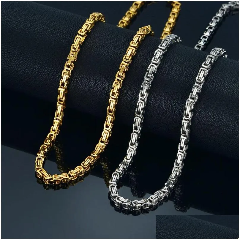 Men's Byzantine Chain Necklace In 14k Gold - Classic Gold Style_voghion.com