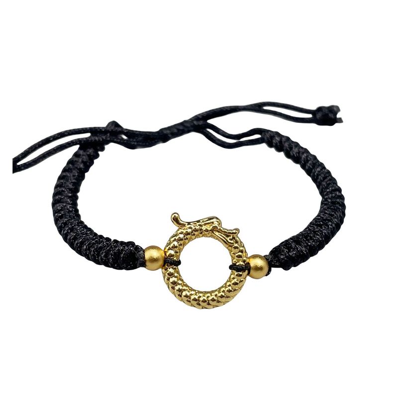 Fødselsår Drage Flettet Sort Og Rødt Reb Heldige Perler Kvindelig National Mode Niche Design Justerbart Armbånd_voghion.com