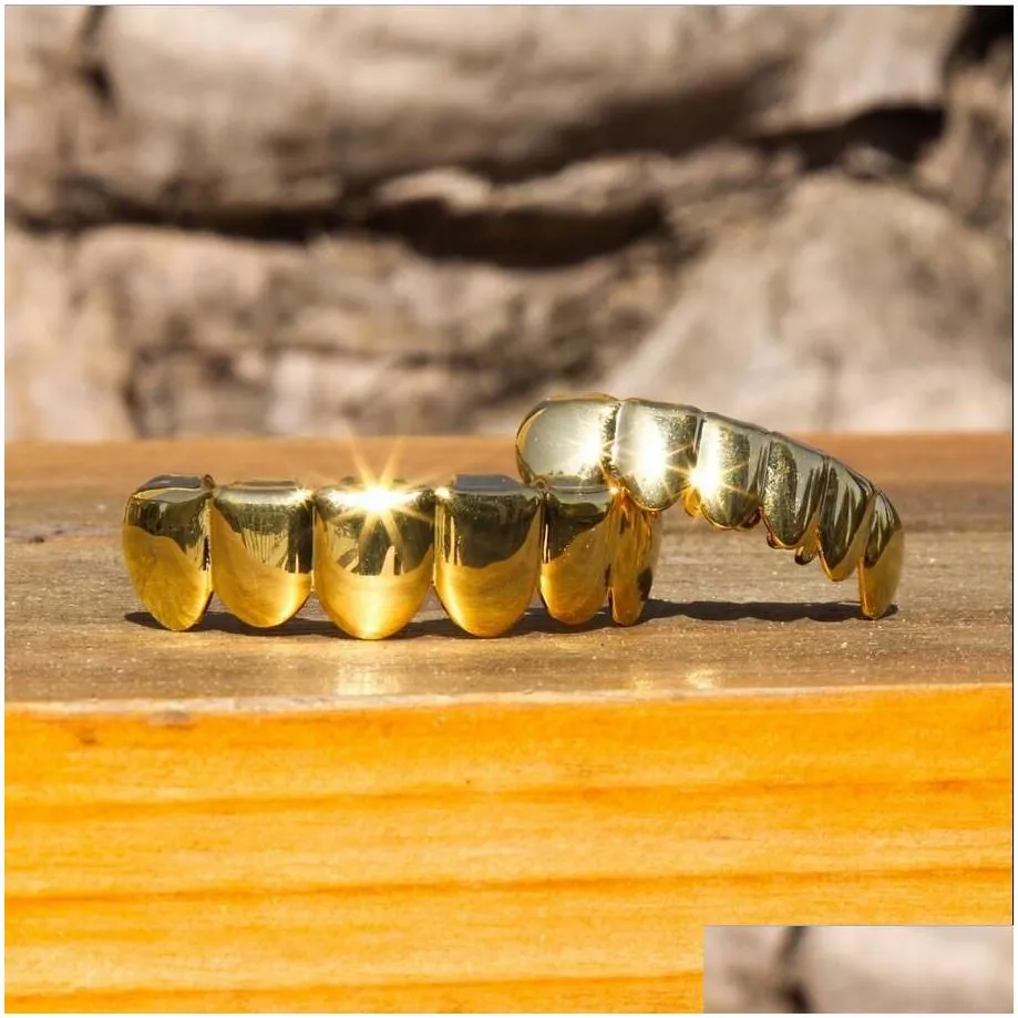 Grillz, Hip Hop Dental Zähne Grillz Männer Frauen Gold Grills Set Modeschmuck Hohe Qualität Acht 8 Top Zahn Sechs 6 Bott_voghion.com