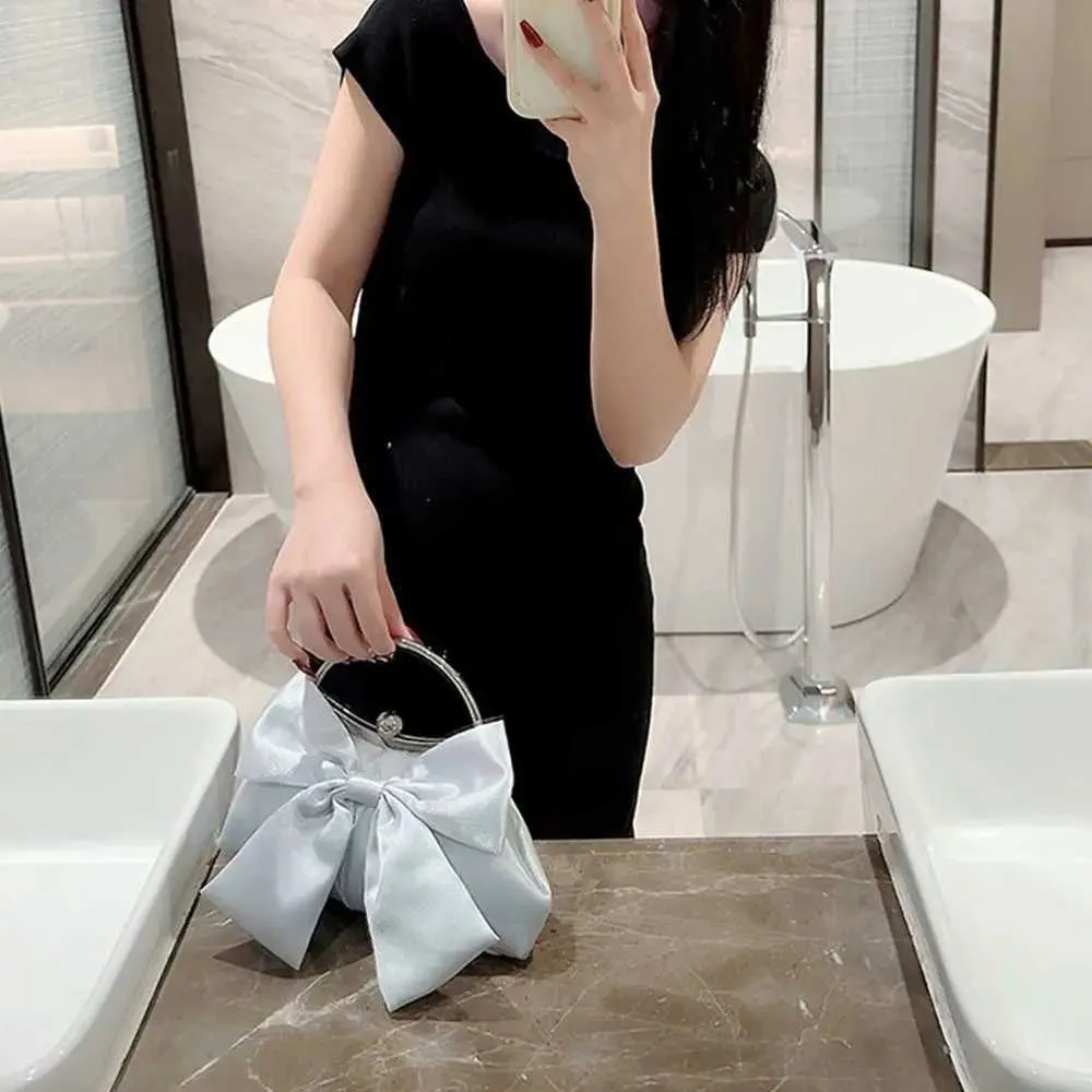 Gyllene siden rosett kväll elegant och trendig bankett clutch kedja axelväska plånbok för kvinnor festväska_voghion.com