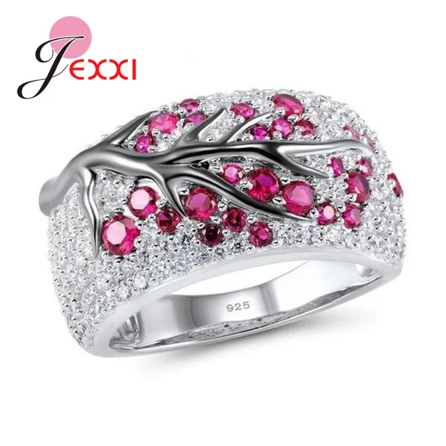 2025 Nuovi arrivi Grande promozione Prugna Fiore Grafico Donne Anelli in argento Sterling di alta qualità Super bella moda gioielli per regalo_voghion.com