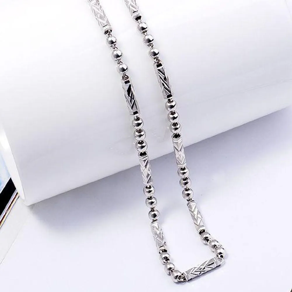 Sterling Silver Chain Necklace For Men Geometric Vintage Style_voghion.com