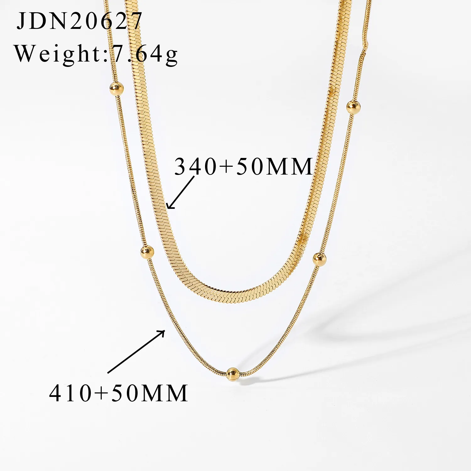 INS Designer Nei Modesch Gestapelte Edelstahl Halsband fir Fraen 14K Vergoldete Ronn Perl Schlaangekette Halskette_voghion.com