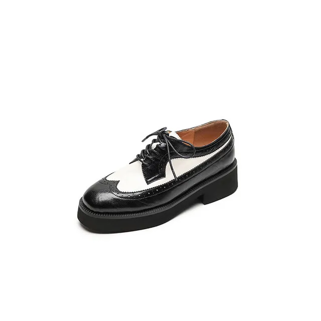 Spring/Autumn NEW Pumps Round Toe Thick Heel Split Leather For Women Retro Mixed Colors Oxfords Platform Shoes Eaa0 Oxds_voghion.com