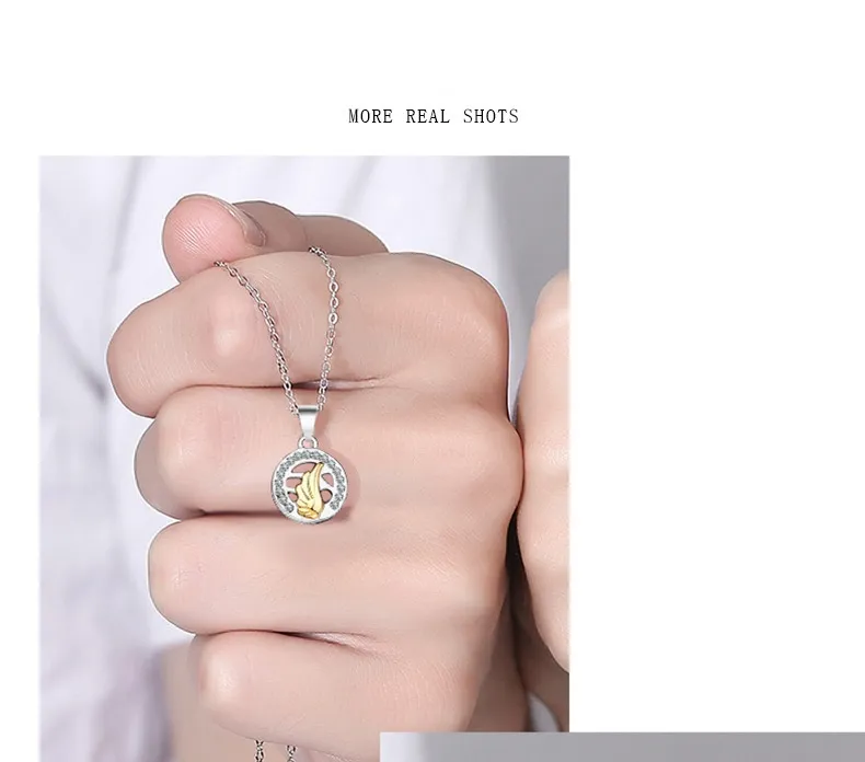 Naszyjniki z wisiorkami Słońce Księżyc i gwiazdy Naszyjnik dla par Pióro Skrzydło Magnes Przyssawka Łańcuszek obojczyka Dla mężczyzn Kobiety Obojczyk_voghion.com