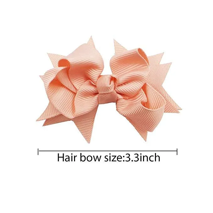 40pcs 3 Inch Baby Girl Solid Ribbon Bows Alligator Clips For Toddlers Kids Children Hair Accessories_voghion.com