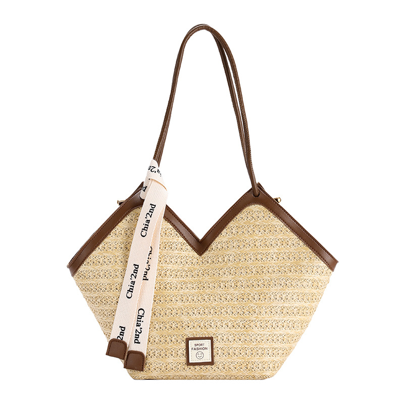Große Stroh-einkaufstasche Für Damen Retro Flechthandtasche_voghion.com