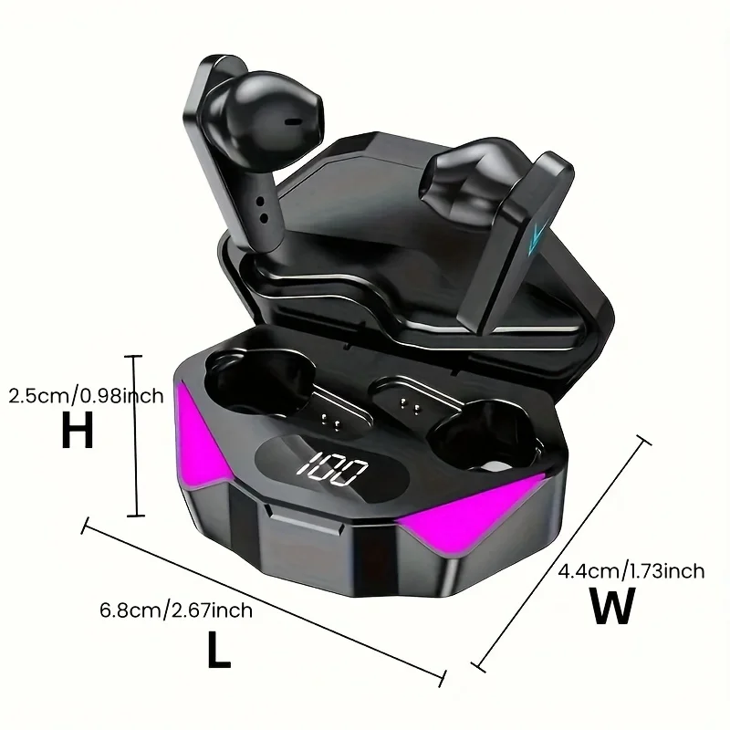 Écouteurs sans fil gamer avec affichage led et réduction bruit_voghion.com