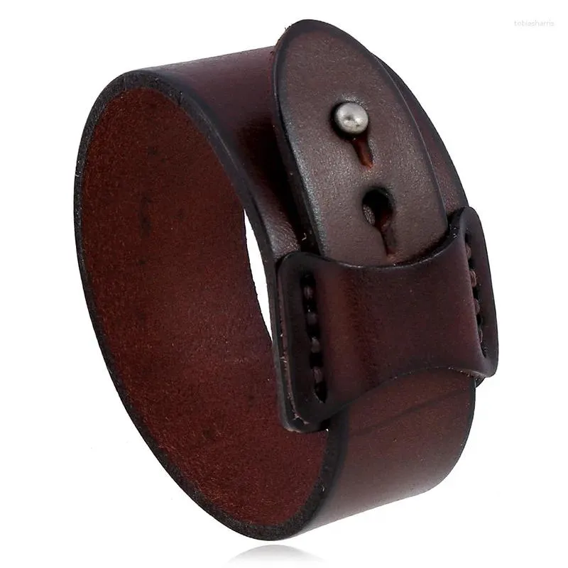 Bangle Vintage Genuine Leather Wide Cuff Men's Bracelet Punk Hiphop Ornament Male Wristband Jewelry Accessories Gift_voghion.com