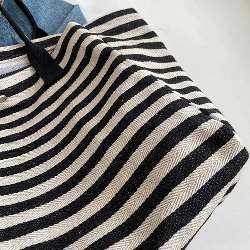 Sacs à main en toile à rayures simples et tendance pour filles, sacs à provisions de haute qualité Y241109_voghion.com