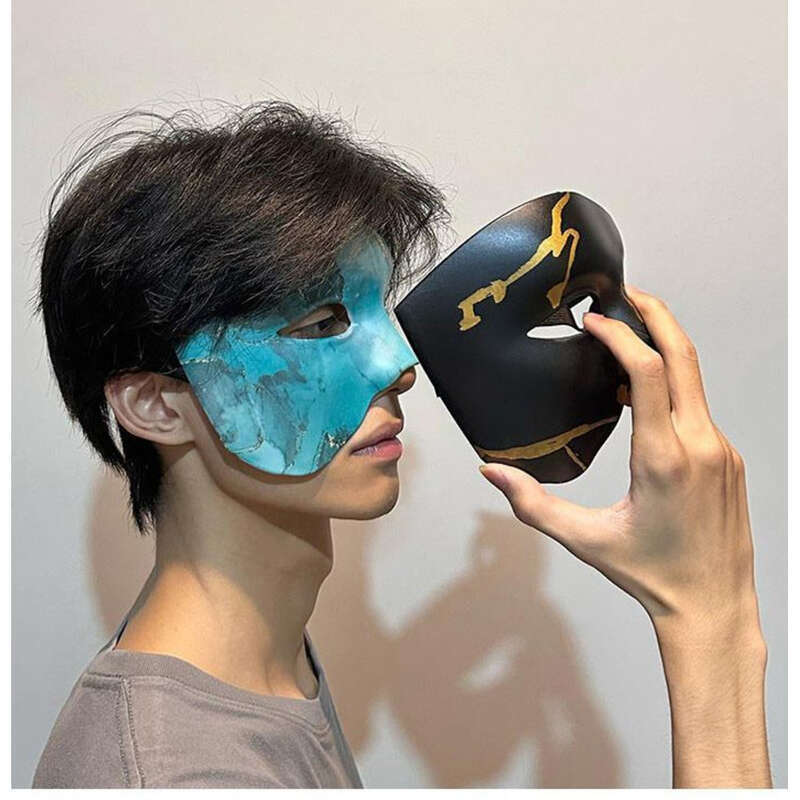 Masca de operă misterioasă cu jumătate de față, bal mascat venețian, costum de petrecere, Halloween, carnaval, Paște_voghion.com