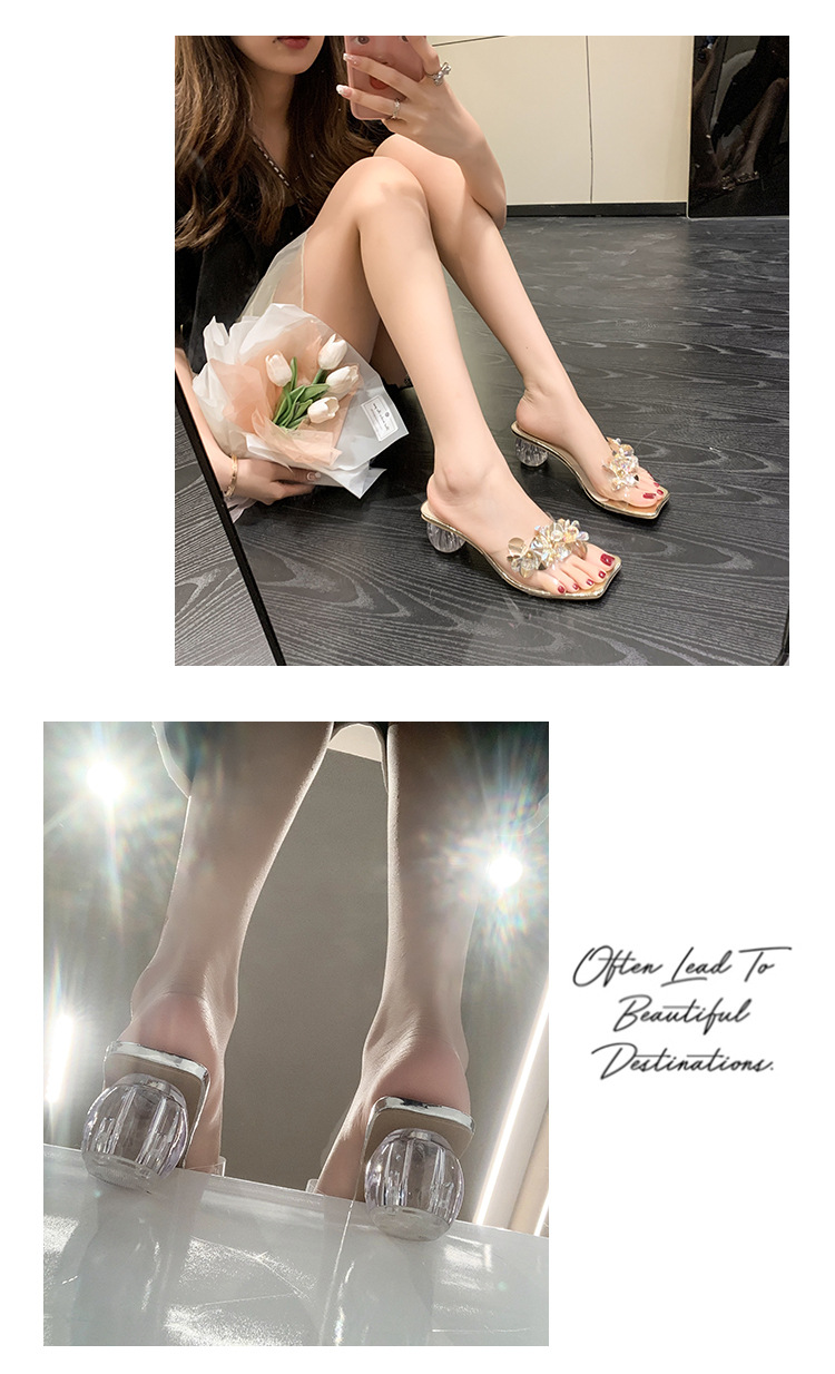 2024 Pantofole con tacco alto a forma di cristallo trasparente a forma di fiore dolce coreano estivo 2024 per donna_voghion.com