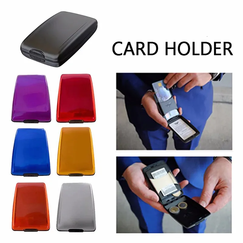Card Unisex Protection Holder Business-Card New Metal Credit Blocking 1PC Anti-Scan Hard Case Wallet Solid Color_voghion.com