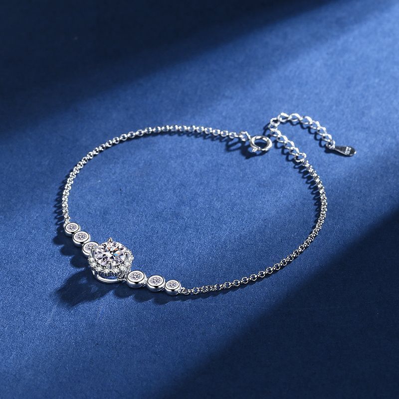 Bracciale da donna in pietra Mosang di colore D, 1 carato, con taglio stellato in argento S, gioielli dal vivo_voghion.com