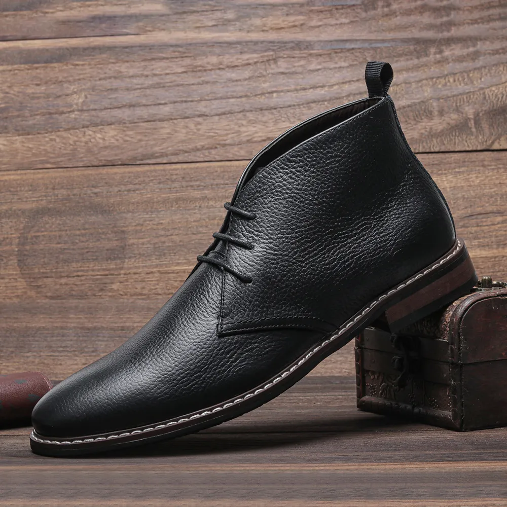 Bottines en cuir véritable pour hommes, bottines de marque de qualité pour hommes_voghion.com