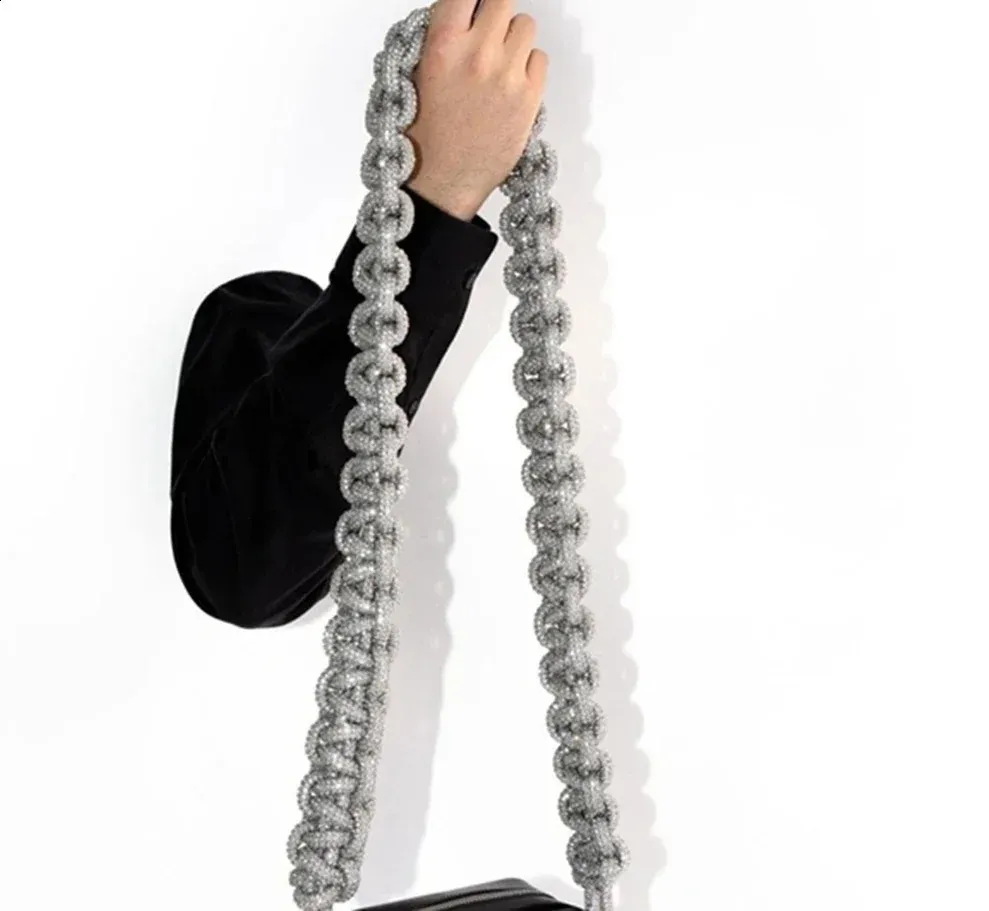 Dikke Rhie Crystal Chain Bag Toepassen op Vrouwentassen Handgemaakte Pasta Geweven Dia Handtassen Schouderband Accessoires 240725_voghion.com