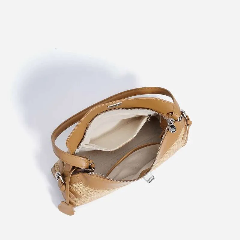 High Quality Bags Women Niche Design Genuine Leather Underarm Designer Straw Weaving Shoulder Woven Simple Fashion_voghion.com