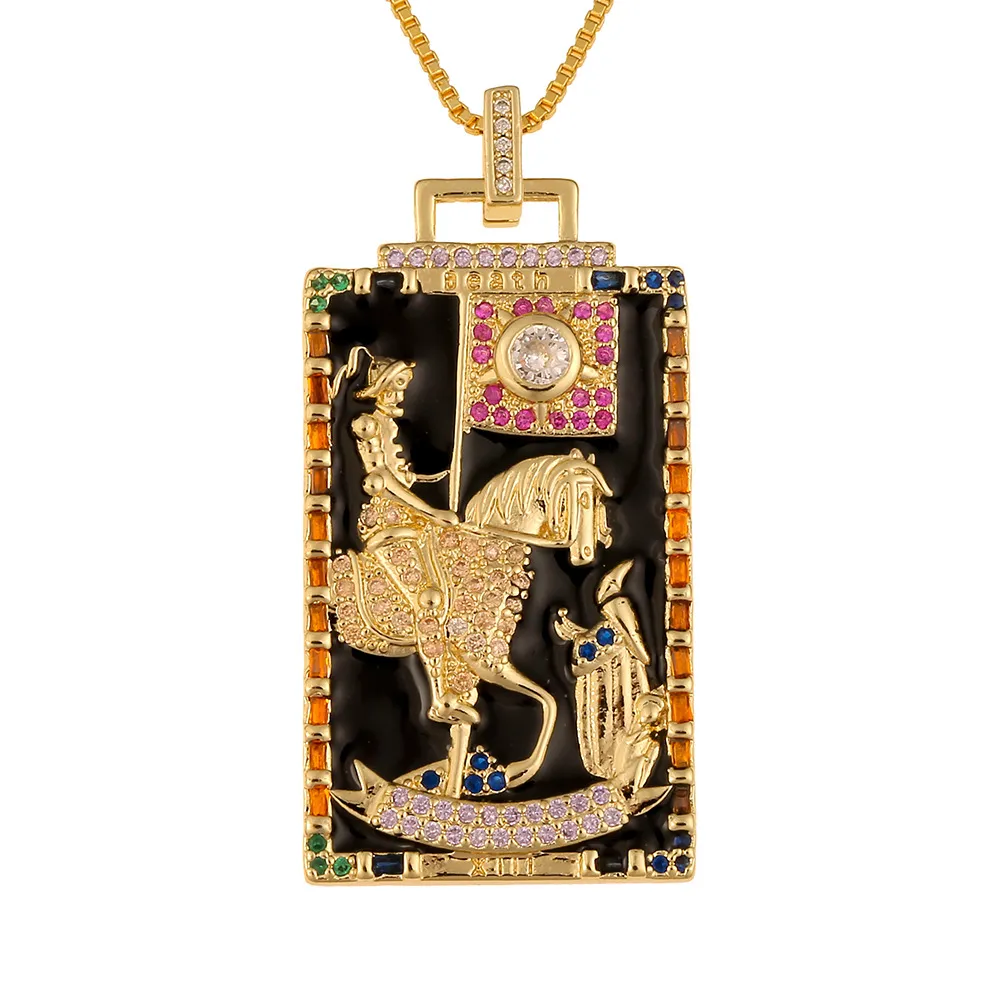 Collana con ciondolo carta dei tarocchi stile hip hop_voghion.com