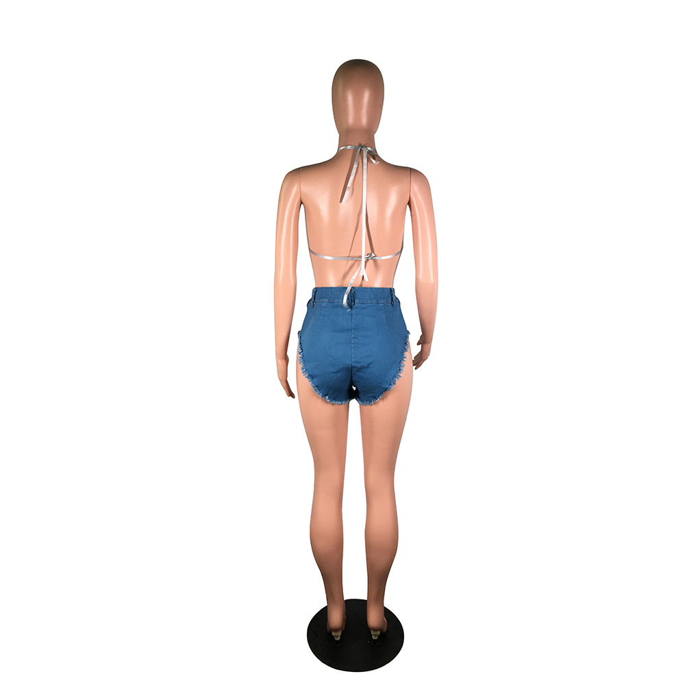 Bikini in jeans sexy con nappe da donna, completo due pezzi_voghion.com