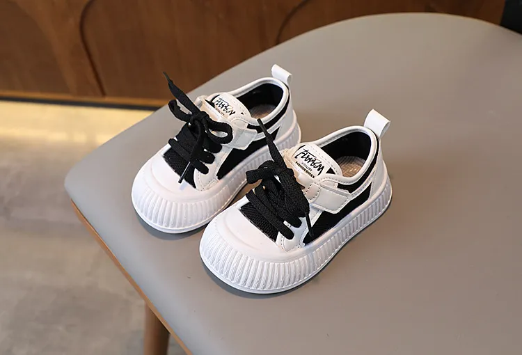 Kinder Jungen Turnschuhe Frühling Herbst Kinder Mädchen Board Cutefeet Infant Kleinkind Schwarz Weiß Farbe Weiche Sohle Schuhe Größen 21_voghion.com
